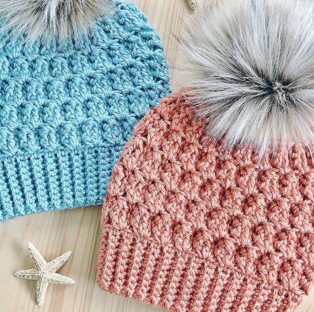 Customized Sea Shell Crochet Beanie Hat