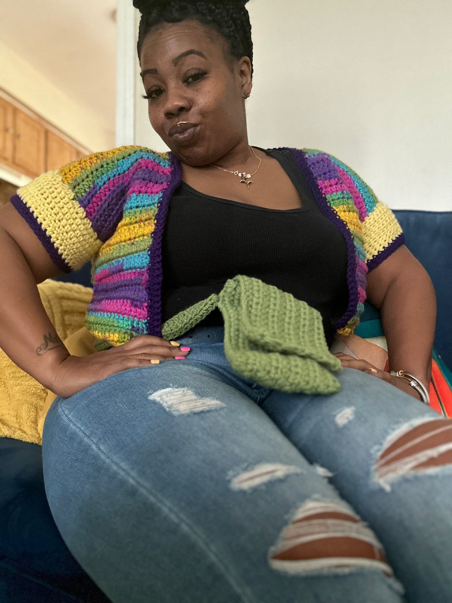 Short Sleeve Cardigan Multi Color