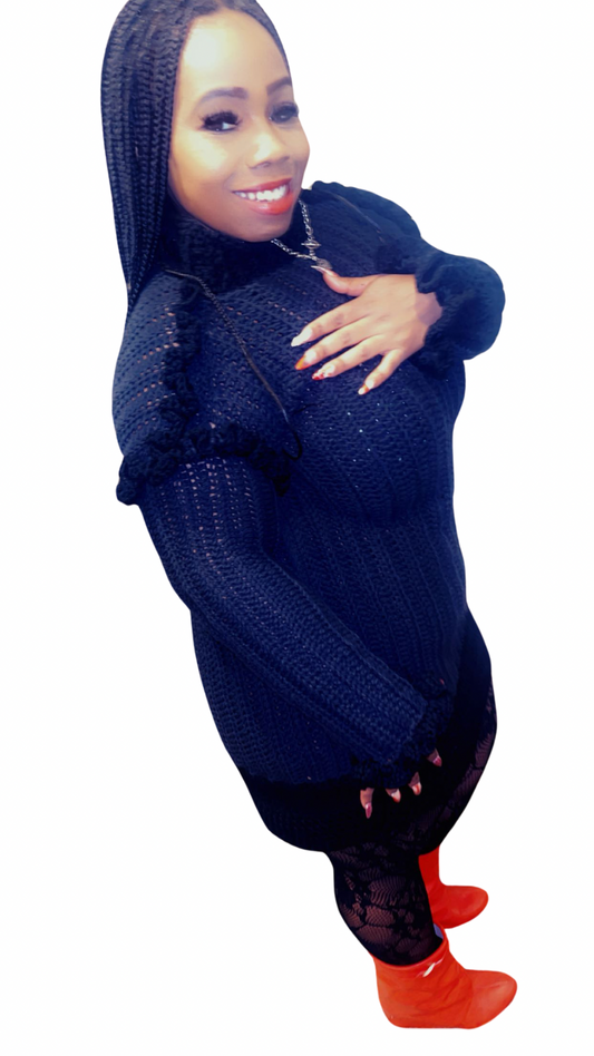 The Crochet Ruffle Sweater Dress