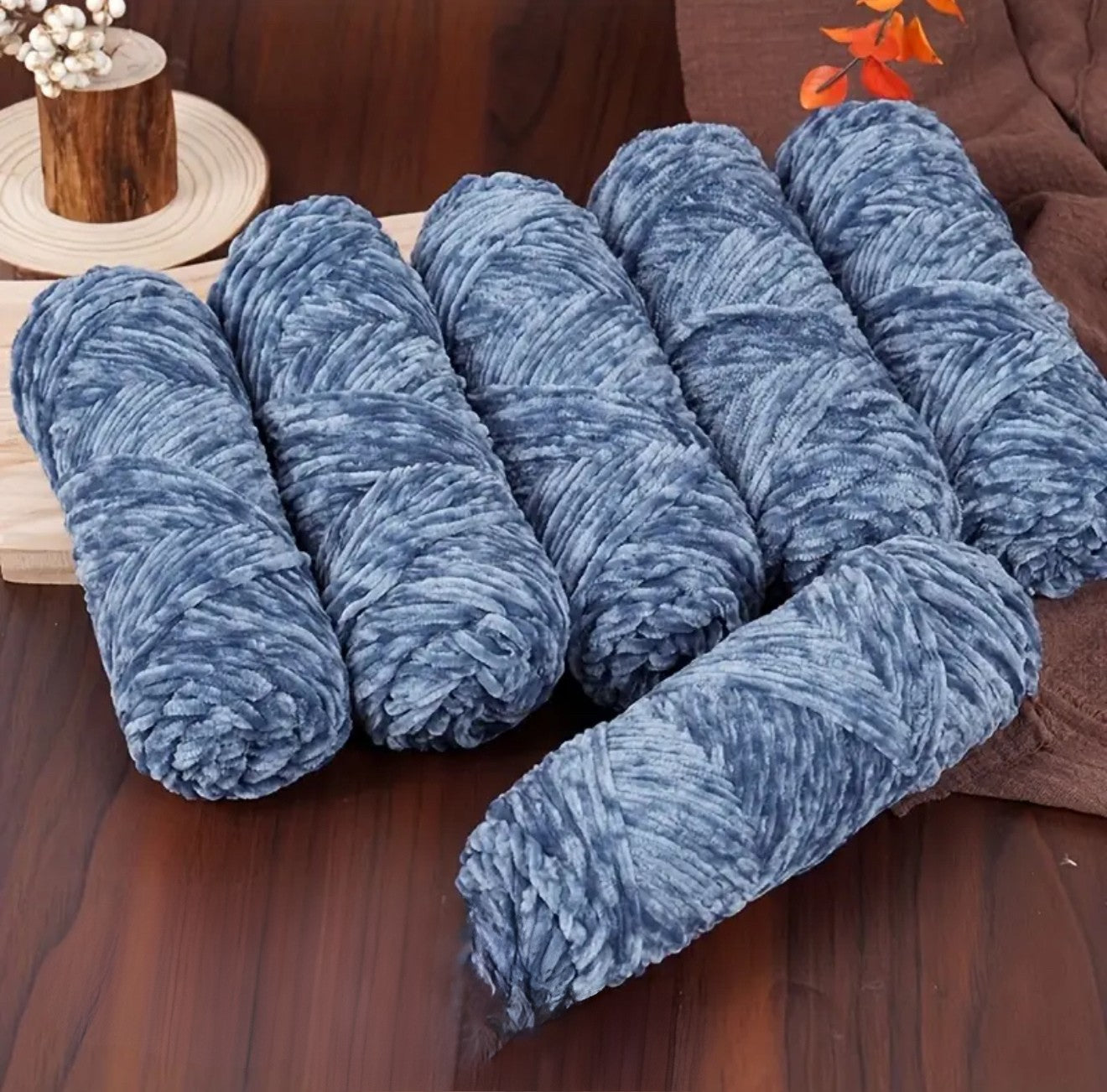 Chenille Denim Yarn 1 Skein